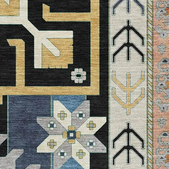 Black Copper And Gold Southwestern Washable Area Rug With UV Protection Photo 2