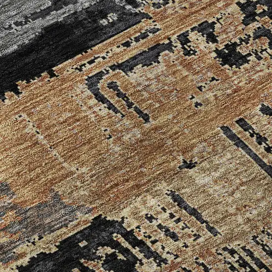 Black Copper And Gold Striped Washable Area Rug With UV Protection Photo 7