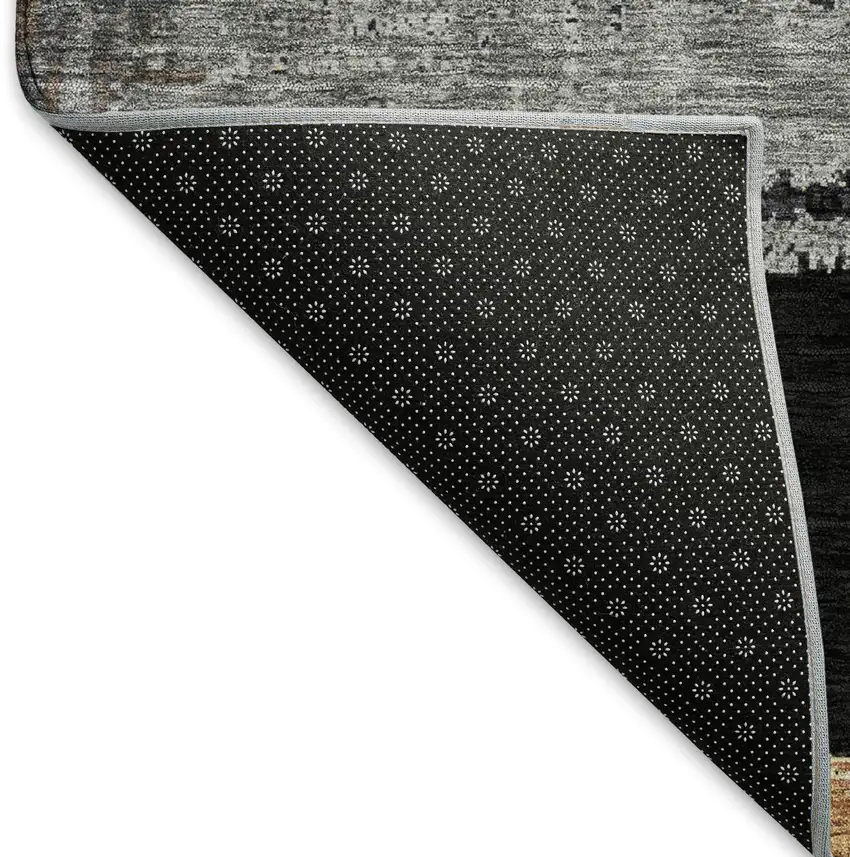 Black Copper And Gold Striped Washable Area Rug With UV Protection Photo 6