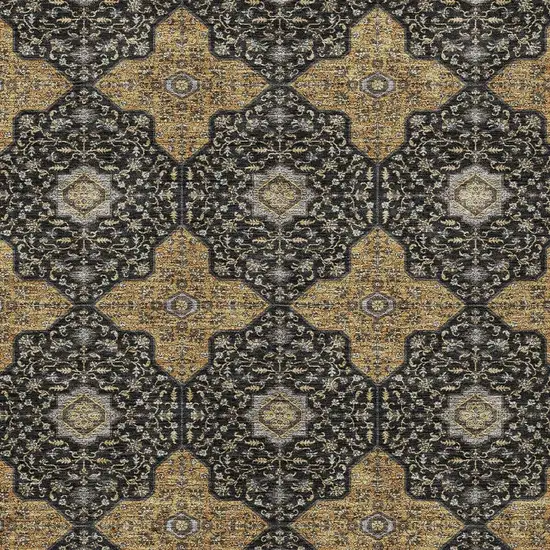 Black Copper And Gray Quatrefoil Washable Indoor Outdoor Area Rug Photo 2