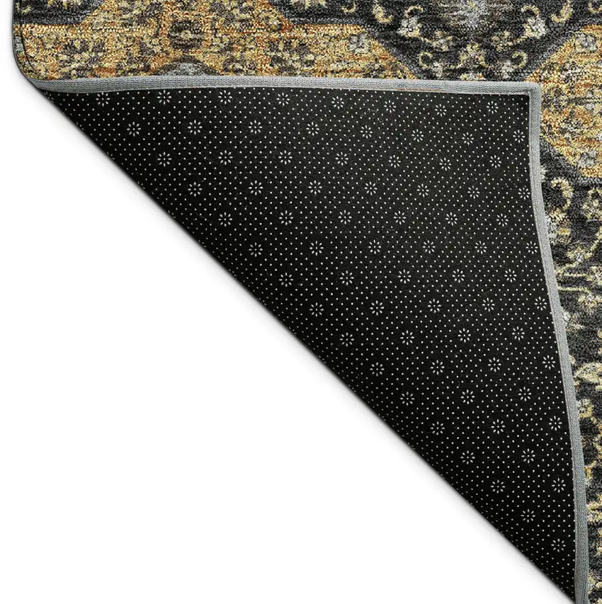 Black Copper And Gray Quatrefoil Washable Indoor Outdoor Area Rug Photo 9