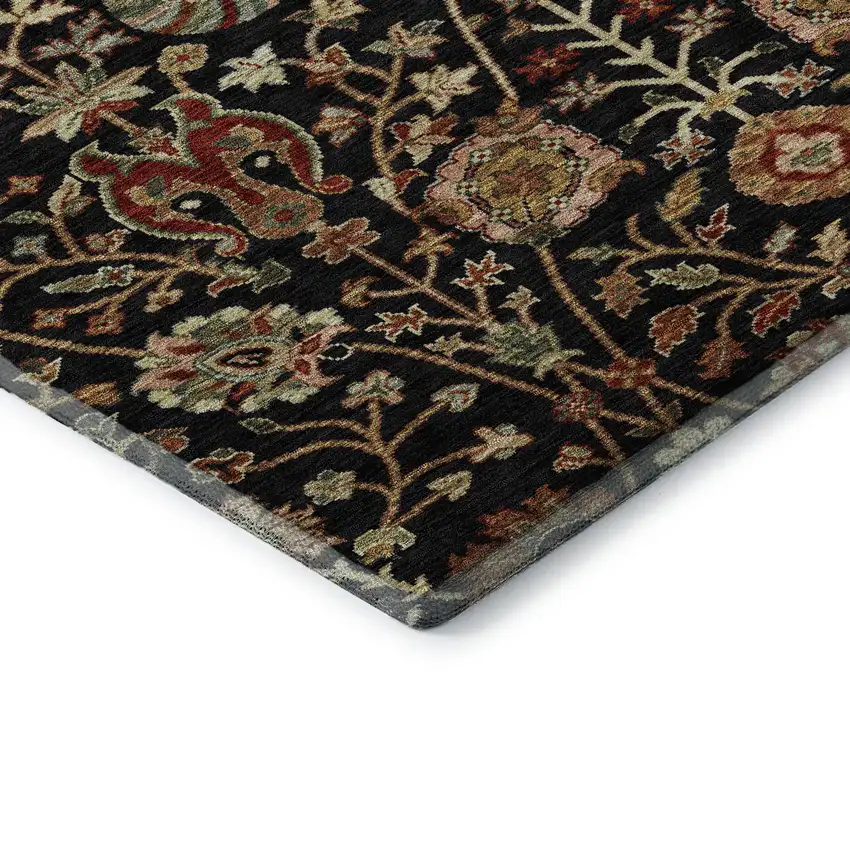 Black Copper And Red Floral Washable Area Rug With UV Protection Photo 6