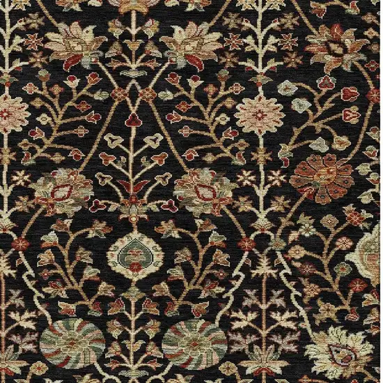 Black Copper And Red Floral Washable Area Rug With UV Protection Photo 3