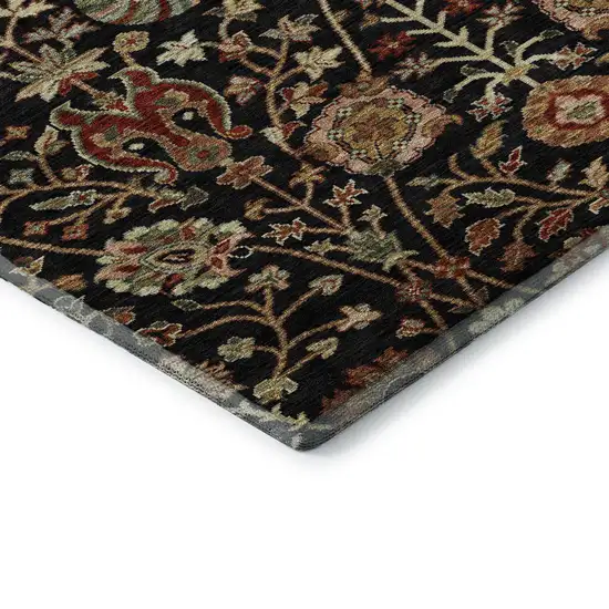 Black Copper And Red Floral Washable Area Rug With UV Protection Photo 6