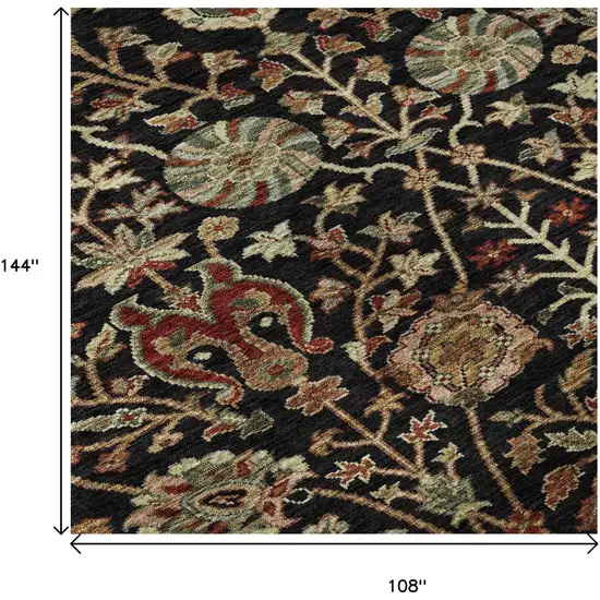 Black Copper And Red Floral Washable Area Rug With UV Protection Photo 9