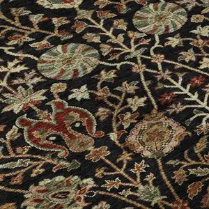 Photo of Black Copper And Red Floral Washable Area Rug With UV Protection