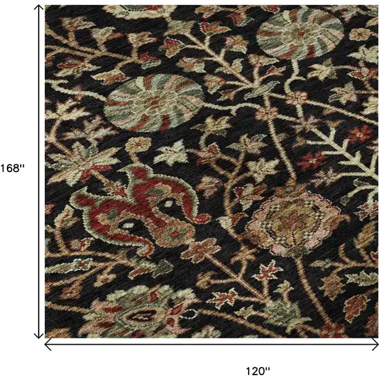 Black Copper And Red Floral Washable Area Rug With UV Protection Photo 9