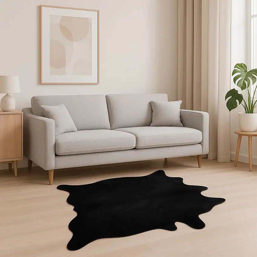 Black Cowhide Area Rug Photo 1