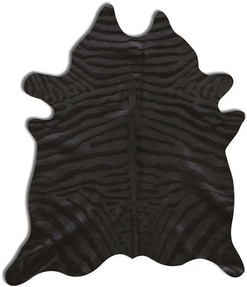 Black Cowhide Hand Knotted Area Rug Photo 3