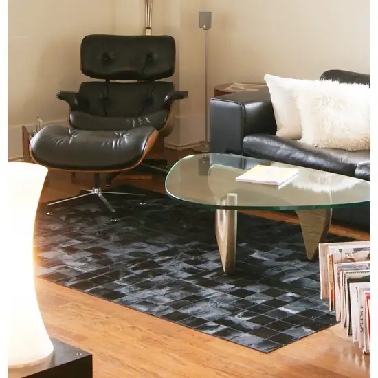 Black Cowhide Patchwork Area Rug Photo 3