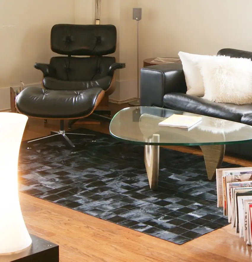 Black Cowhide Patchwork Area Rug Photo 3
