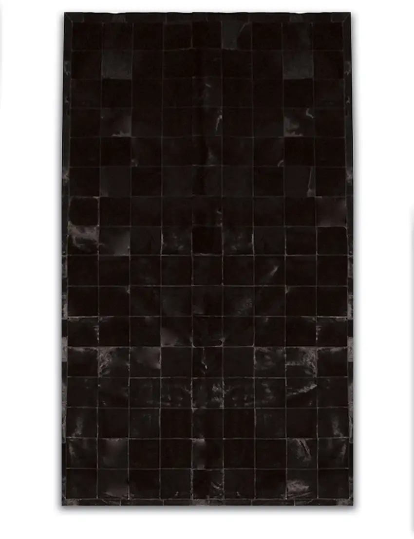 Black Cowhide Patchwork Area Rug Photo 4