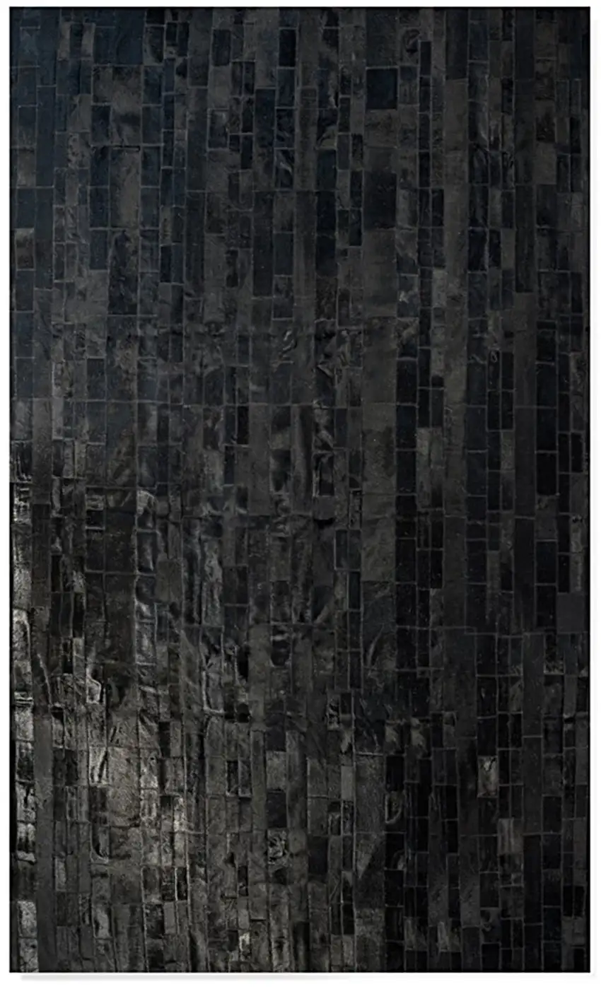 Black Cowhide Patchwork Area Rug Photo 2