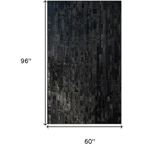 Black Cowhide Patchwork Area Rug Photo 7