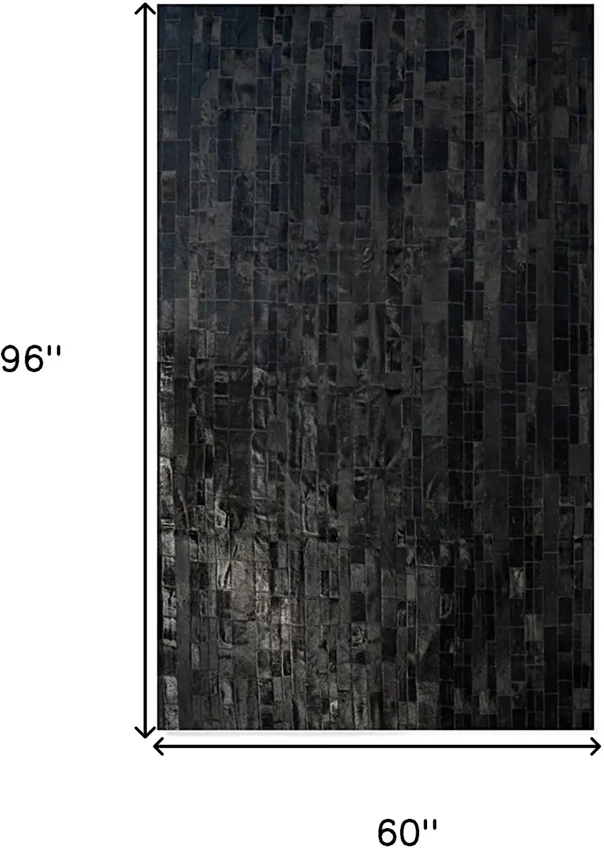Black Cowhide Patchwork Area Rug Photo 7