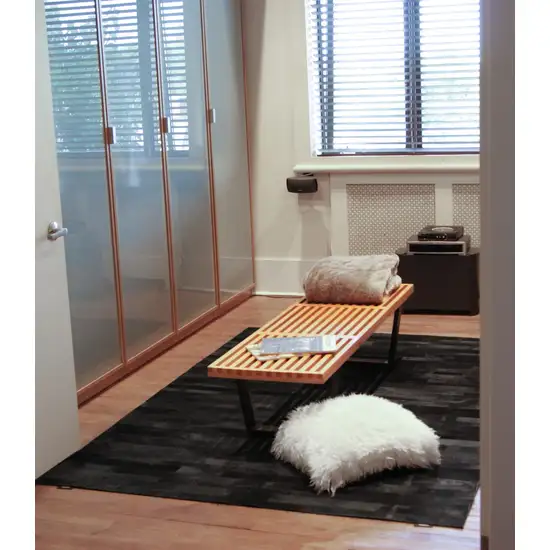 Black Cowhide Patchwork Area Rug Photo 6