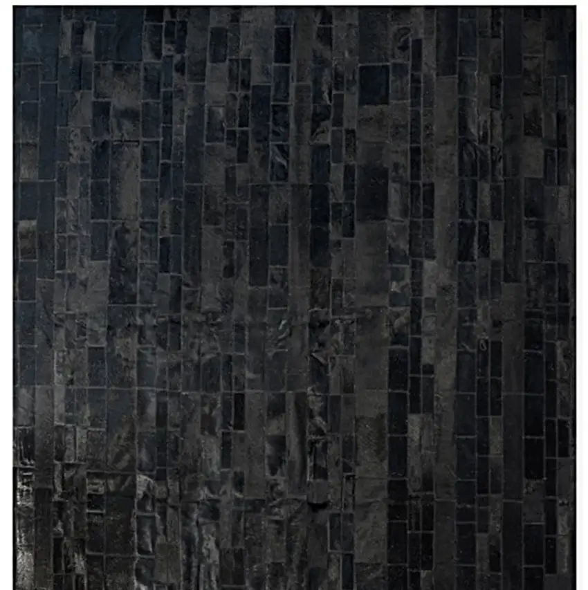 Black Cowhide Patchwork Area Rug Photo 3