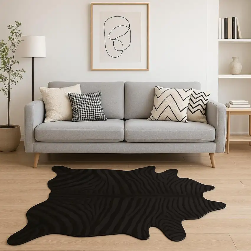 Black Cowhide Handmade Area Rug Photo 1