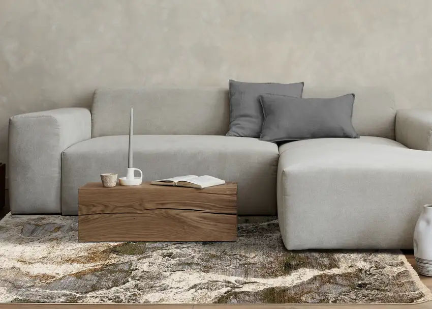 Black Dark Green And Beige Abstract Area Rug Photo 6