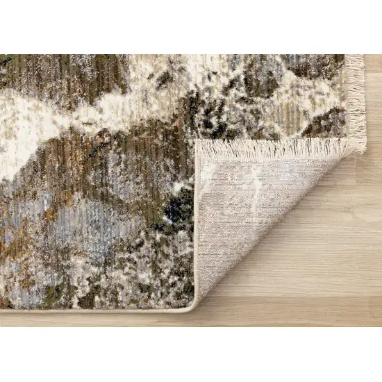 Black Dark Green And Beige Abstract Area Rug Photo 9