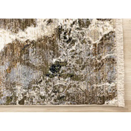 Black Dark Green And Beige Abstract Area Rug Photo 8