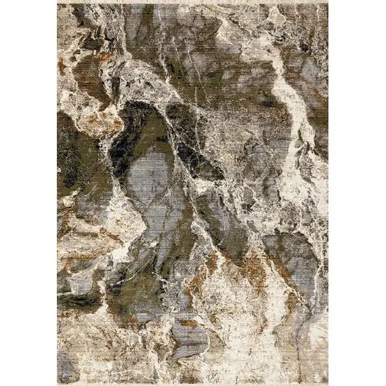 Black Dark Green And Beige Abstract Area Rug Photo 2