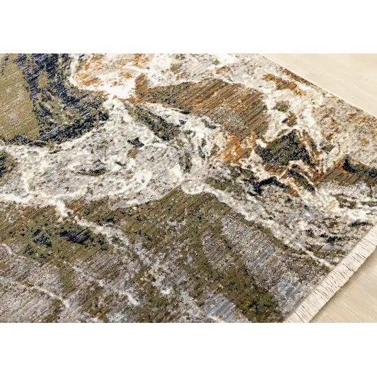 Black Dark Green And Beige Abstract Area Rug Photo 8