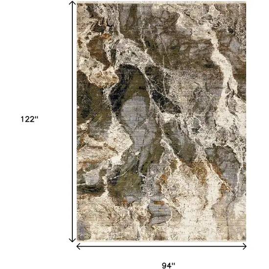 Black Dark Green And Beige Abstract Area Rug Photo 3