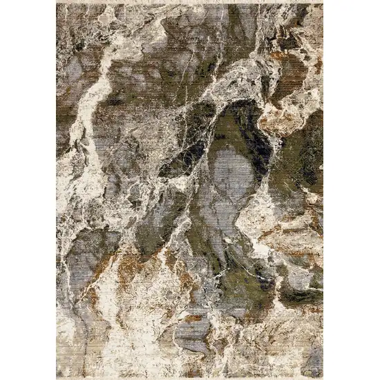 Black Dark Green And Beige Abstract Area Rug Photo 5