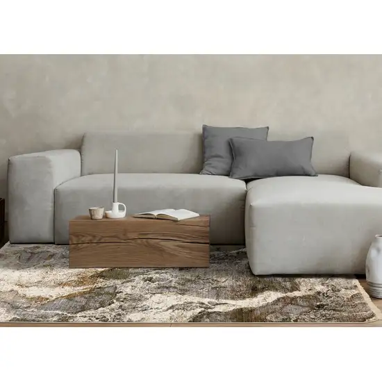 Black Dark Green And Beige Abstract Area Rug Photo 7