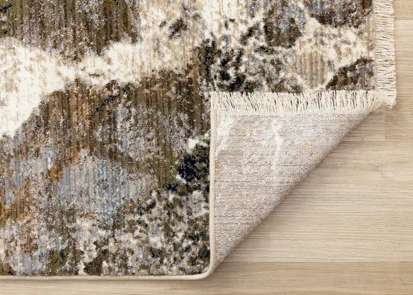 Black Dark Green And Beige Abstract Area Rug Photo 9