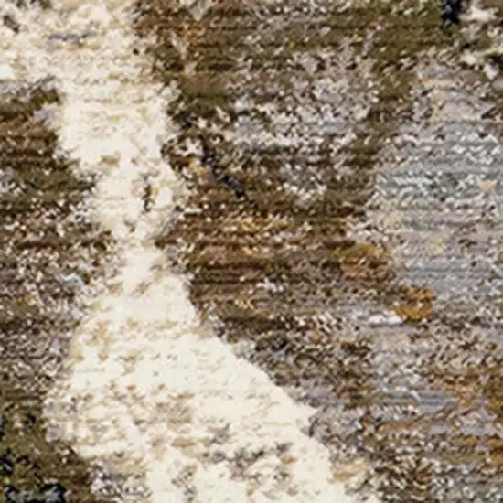 Black Dark Green And Beige Abstract Area Rug Photo 4