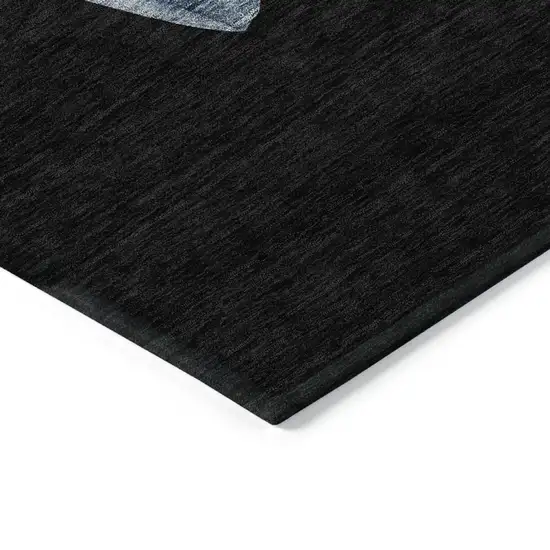 Black Denim Blue And Ivory Snowmen Washable Indoor Outdoor Area Rug Photo 6
