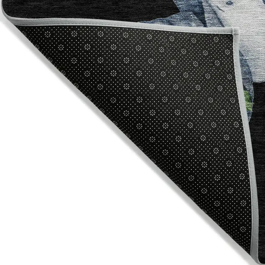 Black Denim Blue And Ivory Snowmen Washable Indoor Outdoor Area Rug Photo 9