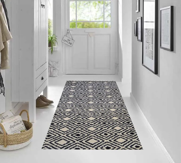 Black Diamond Washable Runner Rug Photo 3