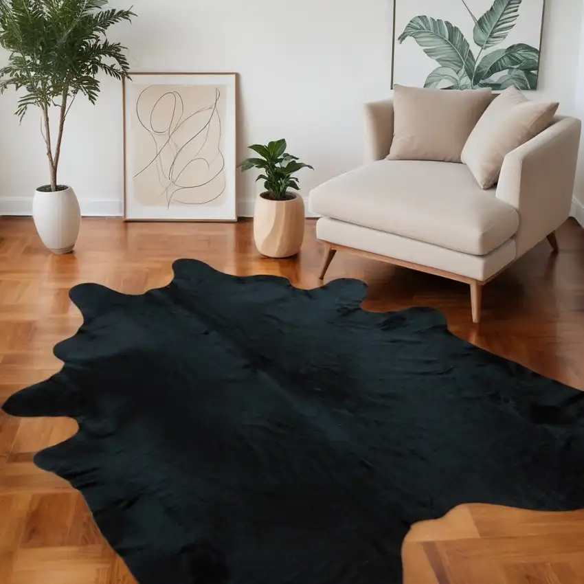 Black Cowhide Handmade Area Rug Photo 1