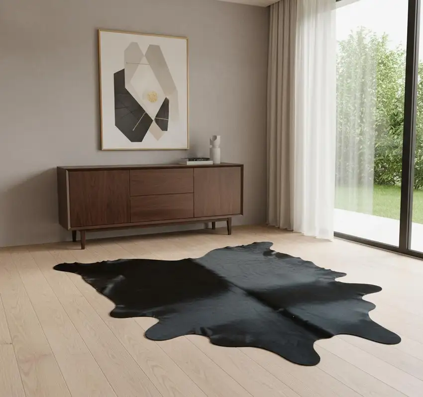 Black Cowhide Handmade Area Rug Photo 1