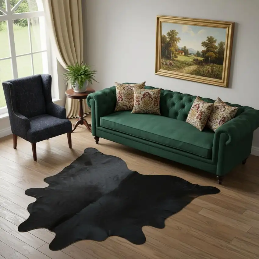 Black Cowhide Handmade Area Rug Photo 1
