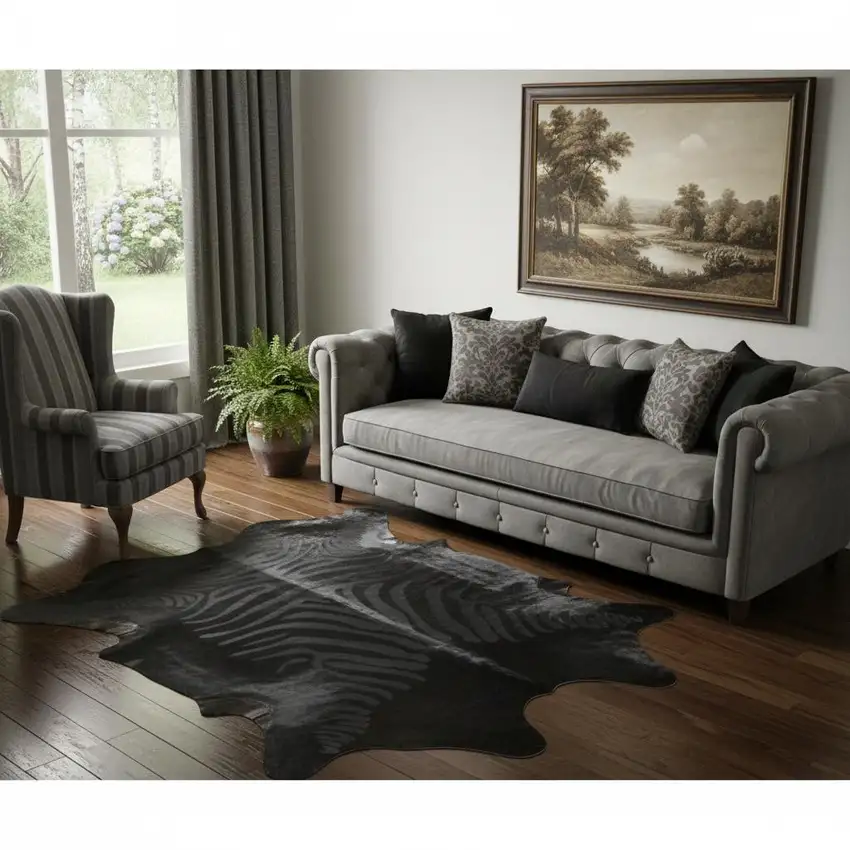 Black Cowhide Handmade Area Rug Photo 1