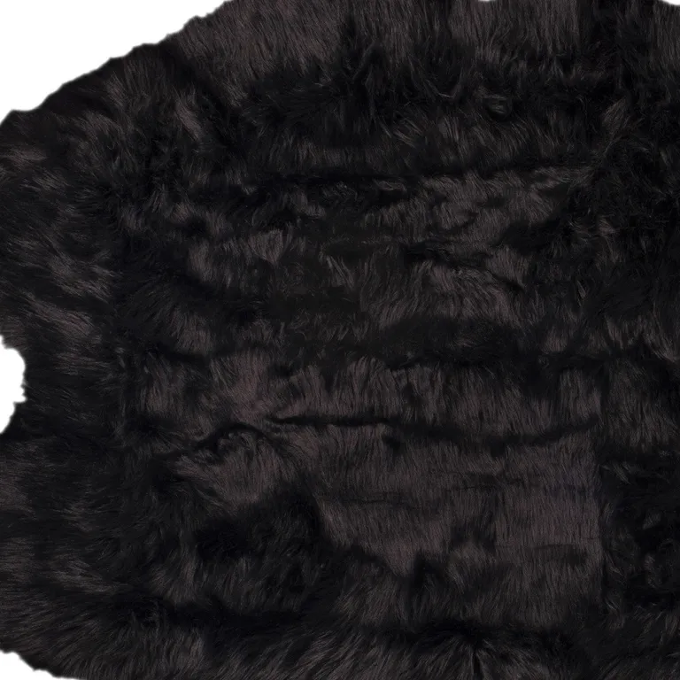 Black Faux Fur Washable Non Skid Area Rug Photo 5