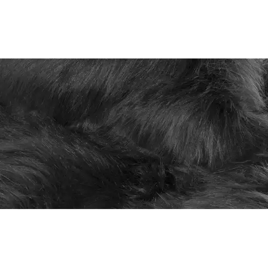 Black Faux Fur Washable Non Skid Area Rug Photo 5