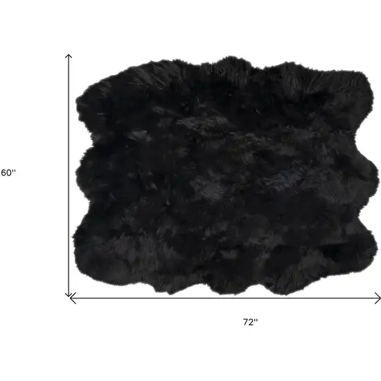 Black Faux Fur Washable Non Skid Area Rug Photo 2