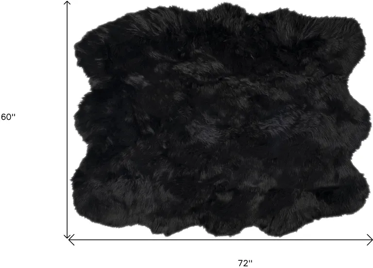Black Faux Fur Washable Non Skid Area Rug Photo 2