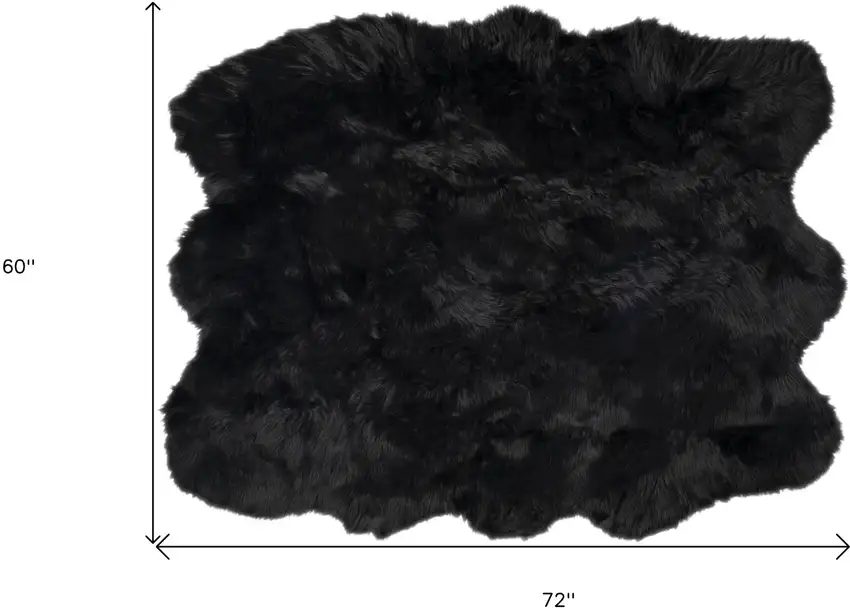 Black Faux Fur Washable Non Skid Area Rug Photo 2