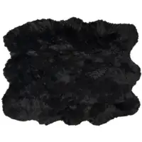 Photo of Black Faux Fur Washable Non Skid Area Rug