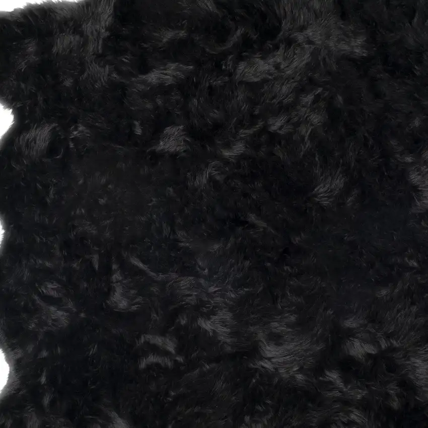 Black Faux Fur Washable Non Skid Area Rug Photo 5