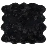 Photo of Black Faux Fur Washable Non Skid Area Rug