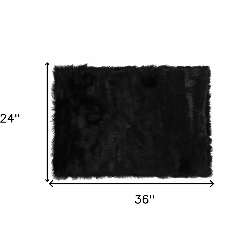 Black Faux Fur Animal Print Area Rug Photo 3