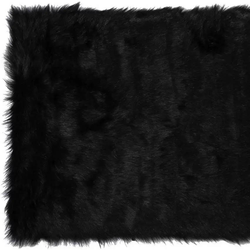 Black Faux Fur Animal Print Area Rug Photo 5