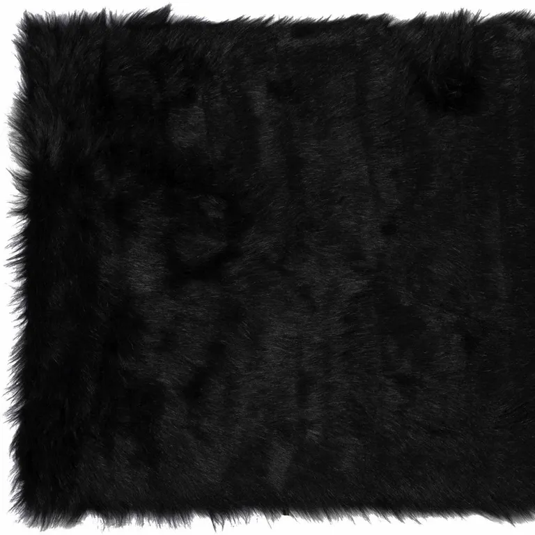Black Faux Rectangular - Area Rug Photo 2
